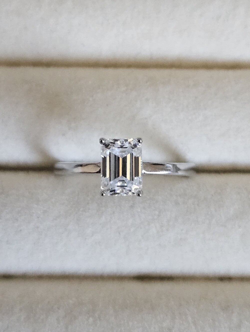 Emerald Cut Moissanite Adjustable Solitaire Ring